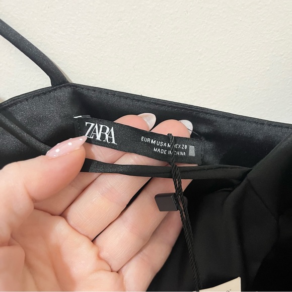 ZARA ASYMMETRIC SATIN CUTOUT MIDI DRESS SEXY BLACK BLOGGER FAV NWT SIZE MEDIUM - Picture 9 of 13